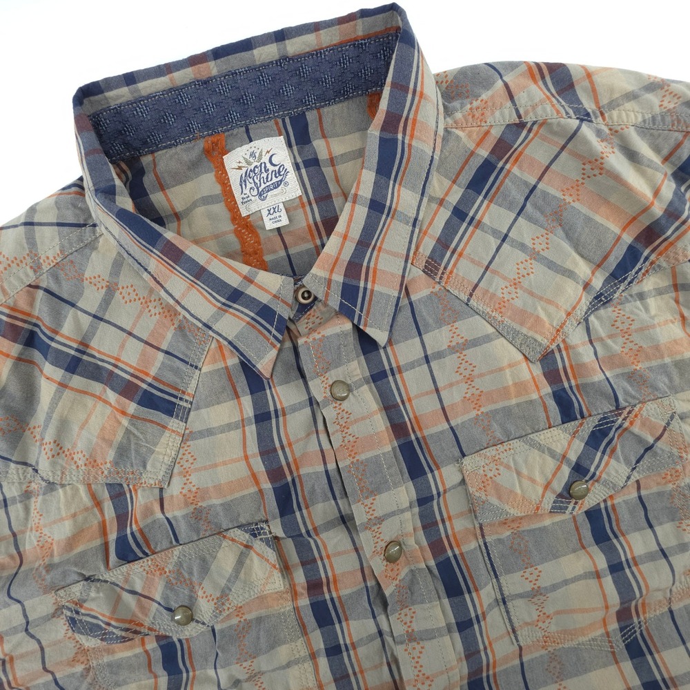 MoonShine Spirit by Brad Paisley Mens XXL‎ Plaid Western Shirt L/S Pearl Snap